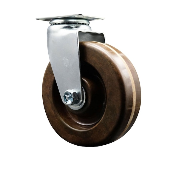 6'' High Temp Phenolic Wheel Swivel Caster with Bronze Bearing